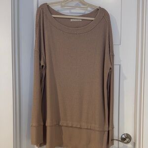 FP Movement by Free People Taupe Waffle Knit Sweatshirt